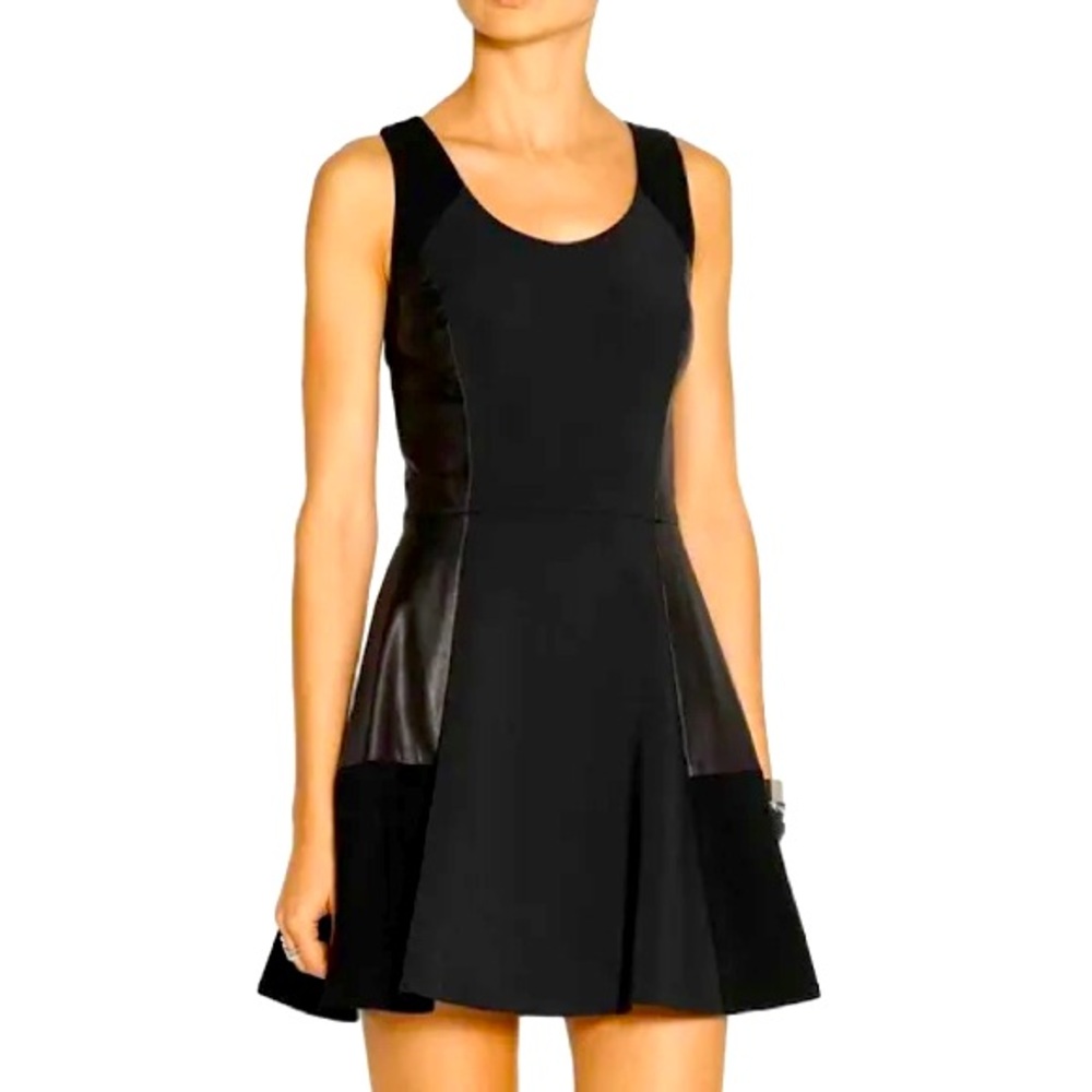 Rag & Bone mini a-line leather paneled dress